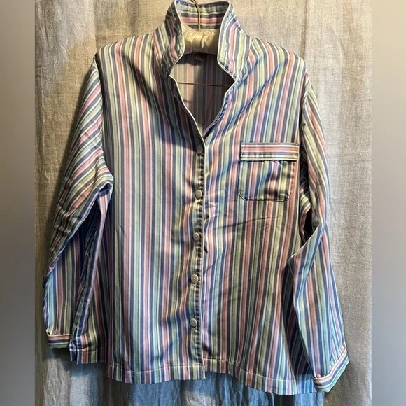 Appleseeds PJ’s. 2 piece. Size large. Blues and pinks. Button up. Stripes. - Picture 2 of 6